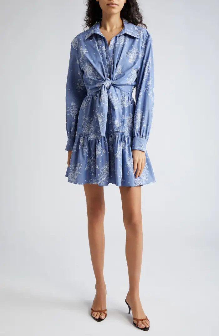 Cinq à Sept Abrielle Tie Waist Long Sleeve Chambray Shirtdress | Nordstrom | Nordstrom