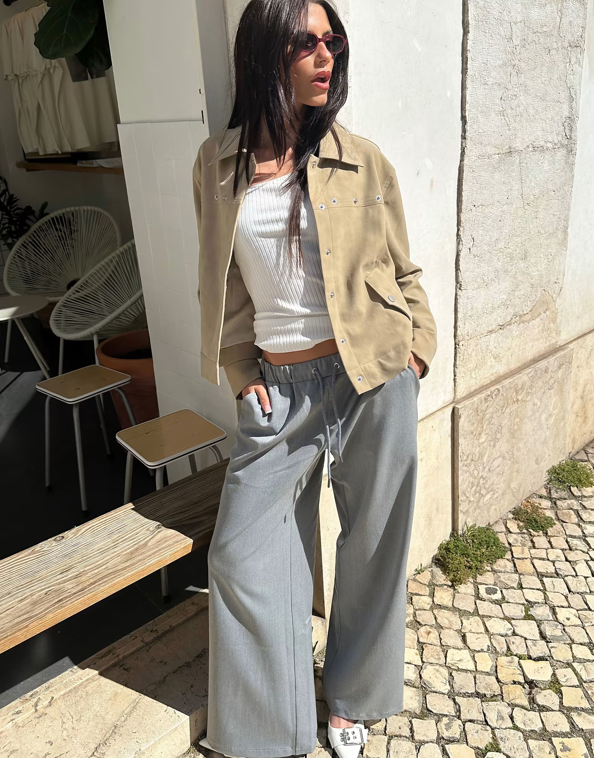 Labelrail x Barbara Ines faux suede relaxed jacket in taupe | ASOS (Global)