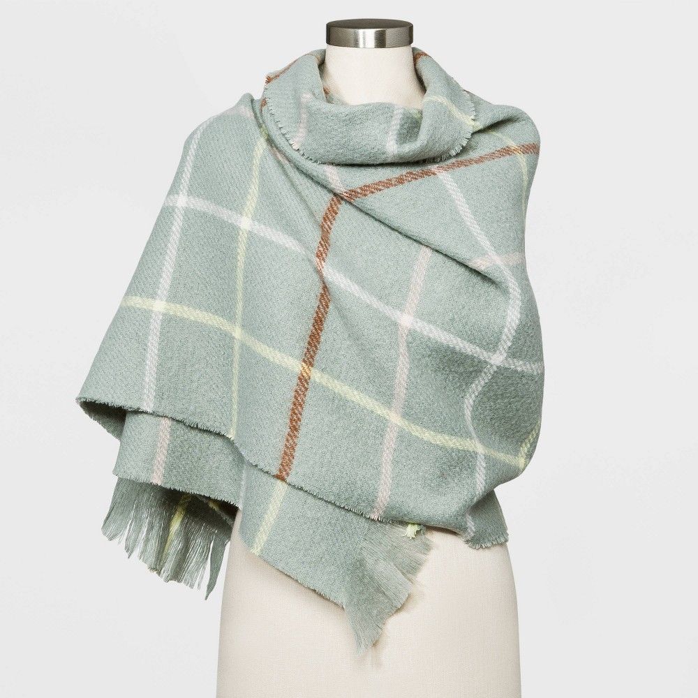 Women's Plaid Blanket Scarf - A New Day Green | Target