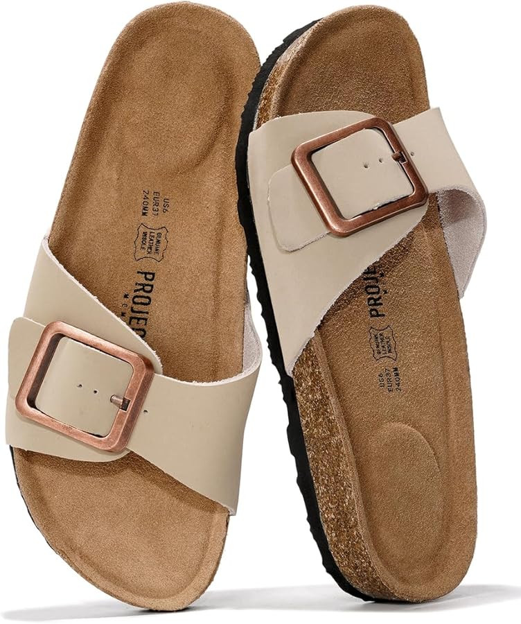 Project Cloud 100% Genuine Leather Sandals Women Dressy Beach Essentials Slides for Women Footwea... | Amazon (US)