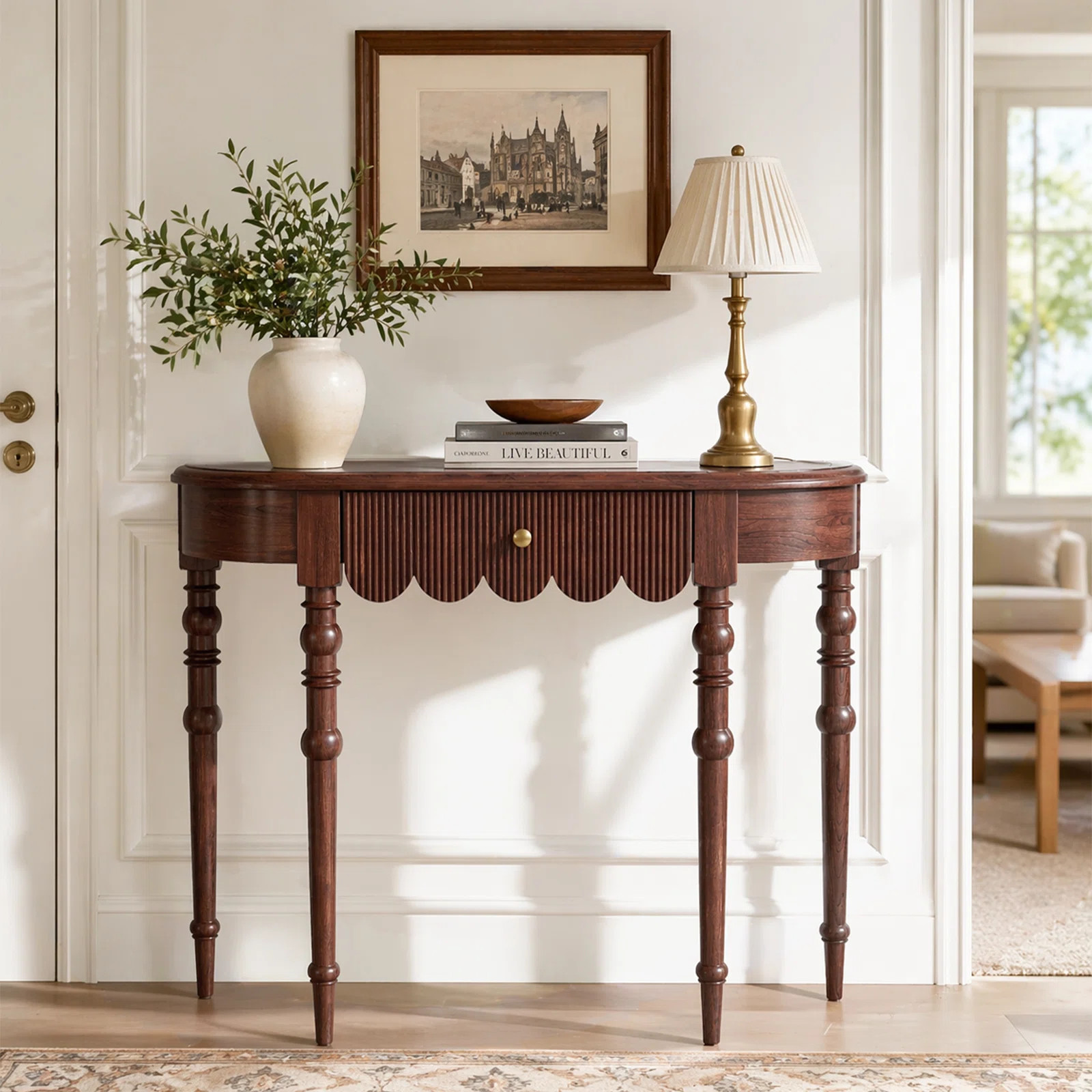 Traditional 39.4" Solid Wood Console Table with Drawer | Wayfair North America
