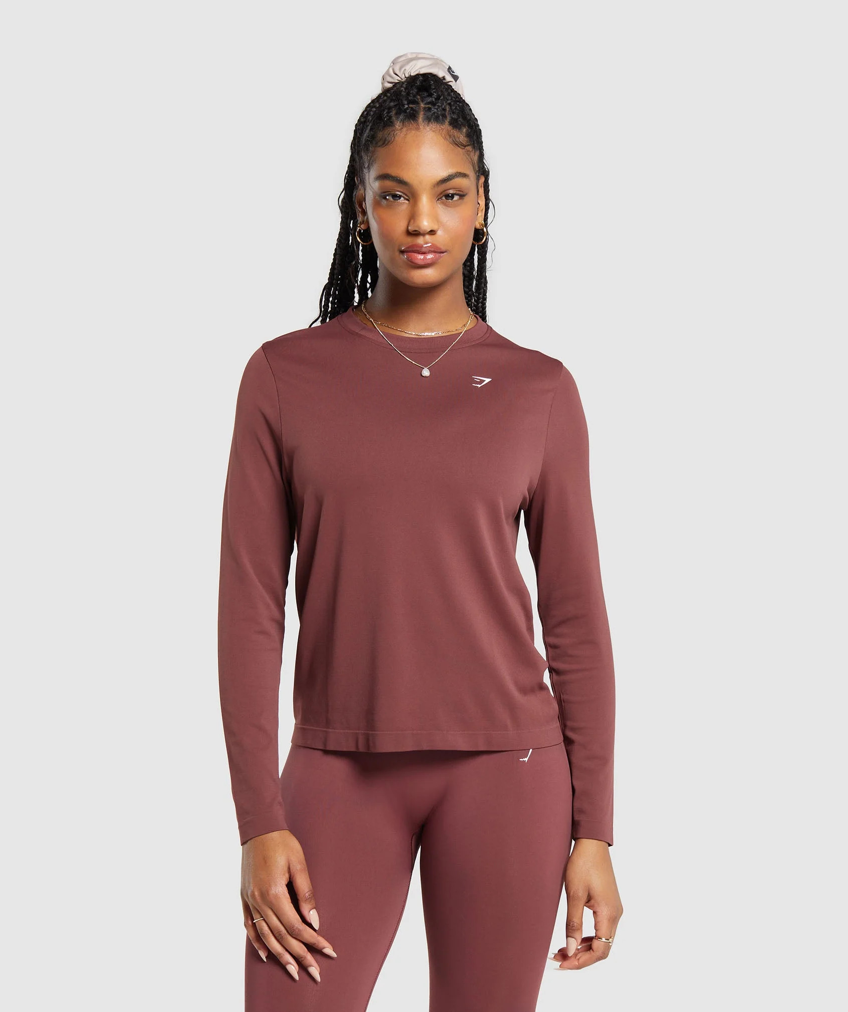 Gymshark Everyday Seamless Long Sleeve Top - Burgundy Brown | Gymshark US