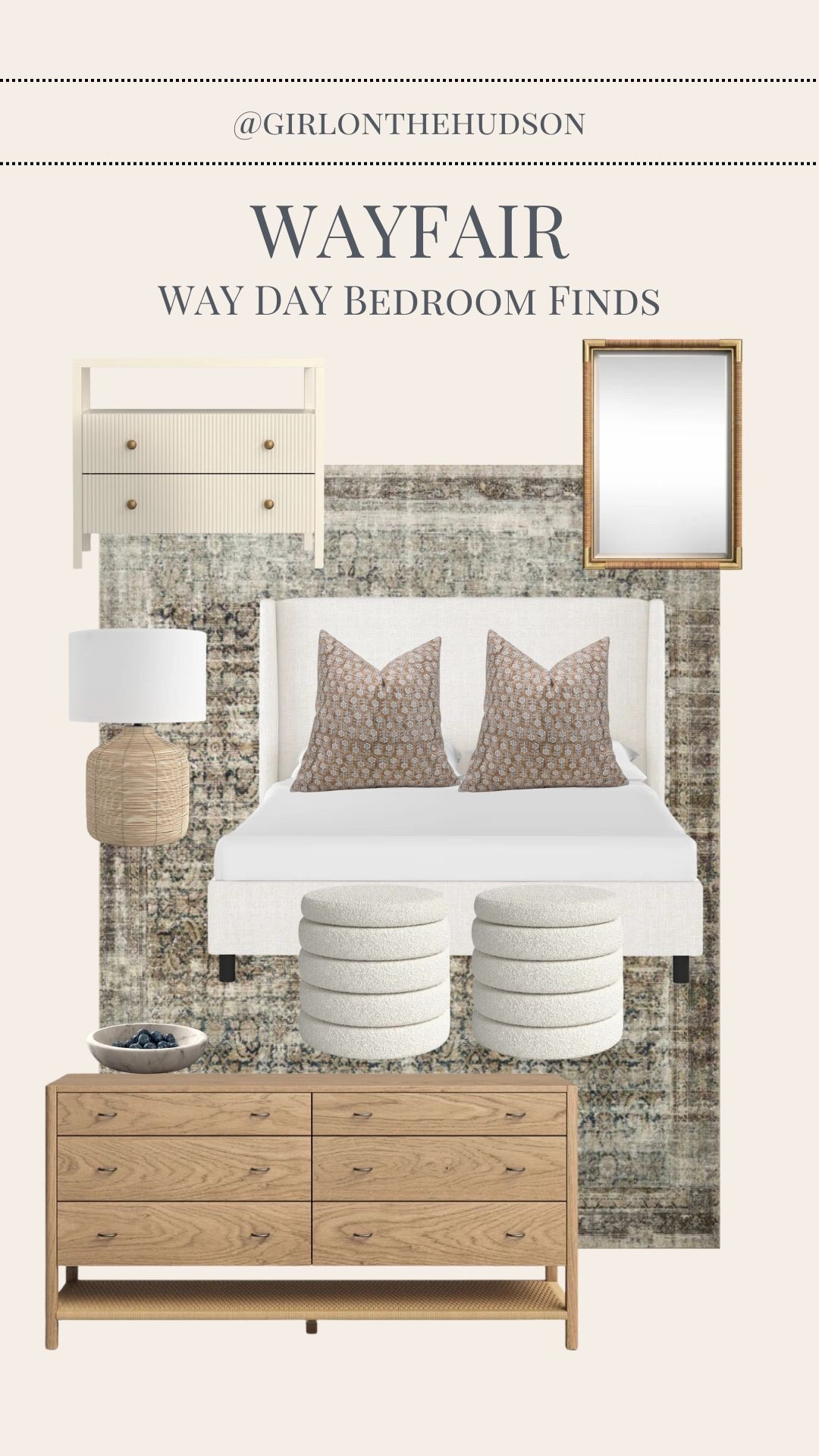 Wayfair Way Day bedroom finds! My favorite upholstered bed, soft rug, ottomans, bedroom furniture and lighting all up to 80% off!  

#wayfair 
#wayday 
#wayfairpartner 

#LTKSaleAlert #LTKHome #LTKSeasonal