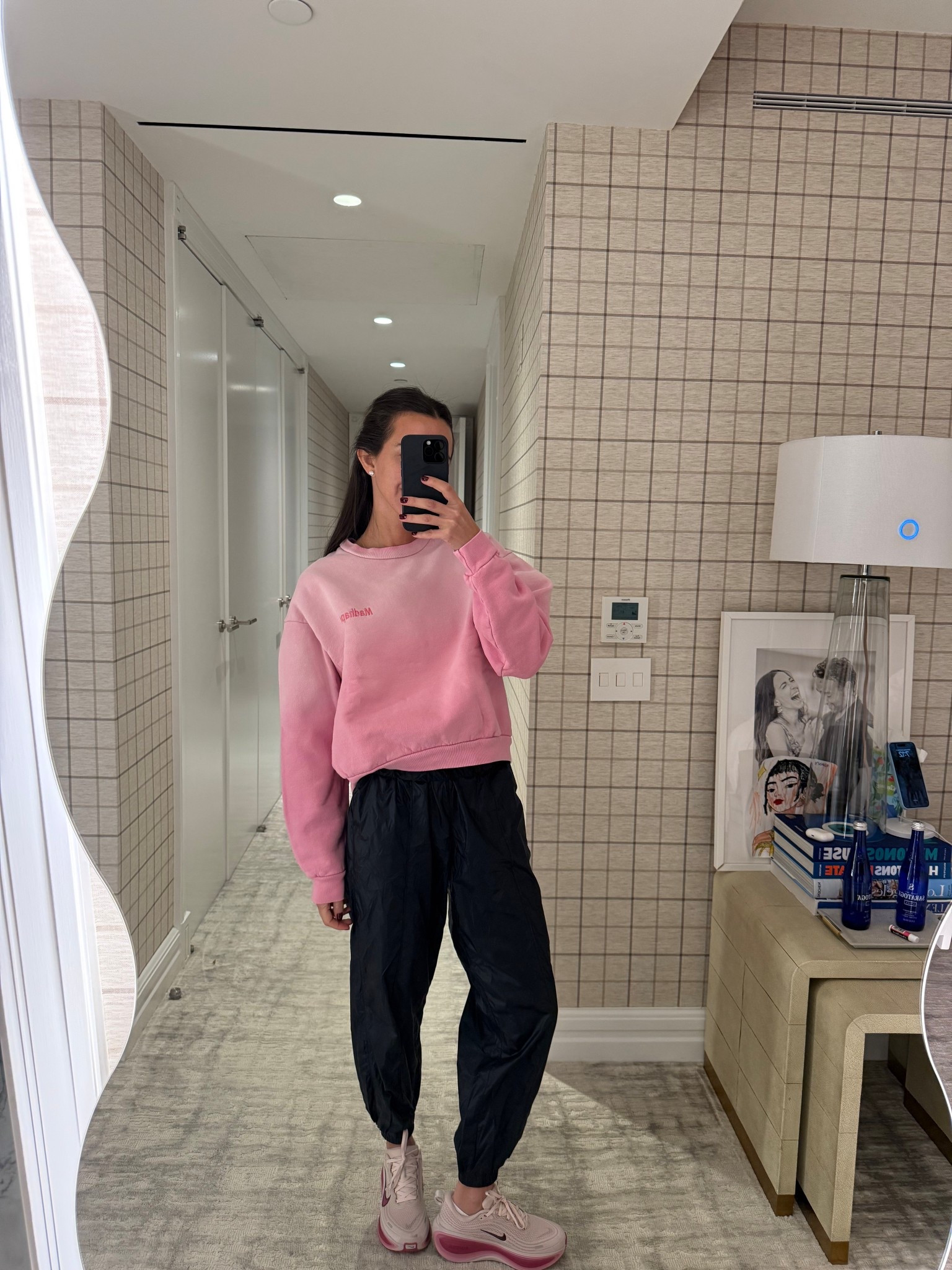 Pink & black workout look! My sweatshirt is old Madhappy but I linked a similar option 💕