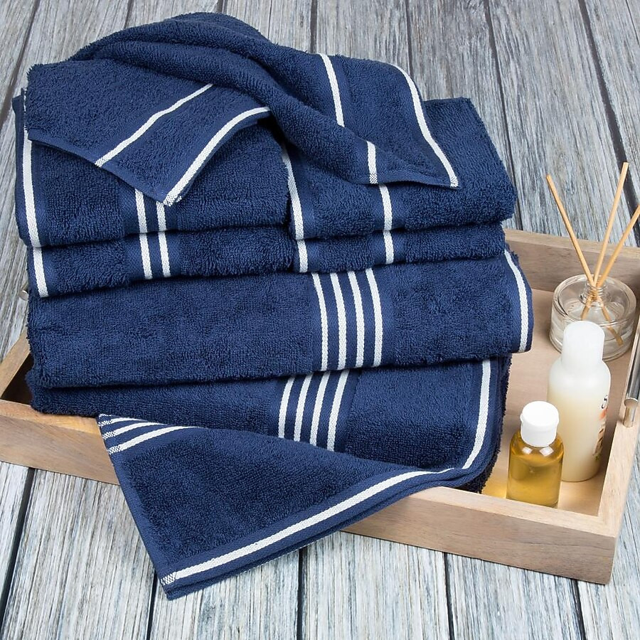 Hastings Home 8-Piece Navy Cotton Bath Towel Set (Bath Towels) | Lowe's