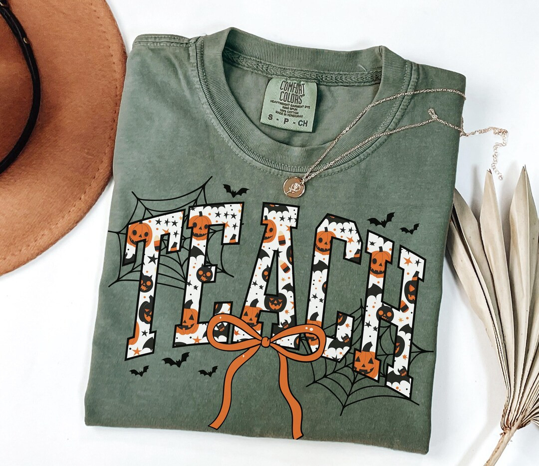 Halloween Teacher Comfort Colors® Shirt, Spooky Teacher T-shirt, Coquette Fall Gift for Teacher,... | Etsy (US)