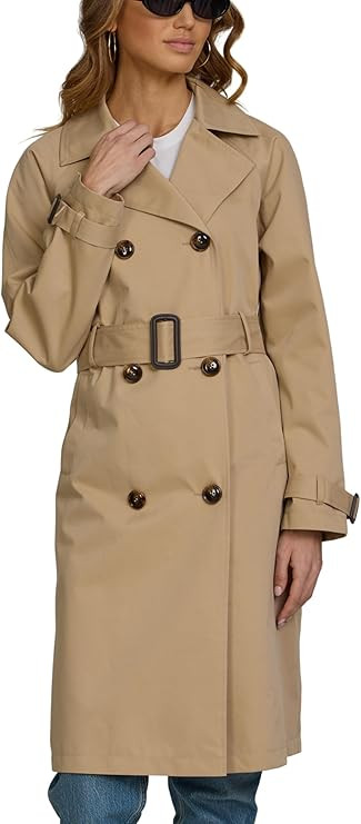 Steve Madden Long Lapel Trench Coat for Women – Double-Breasted Womens Trench Coats, Belted Tai... | Amazon (US)