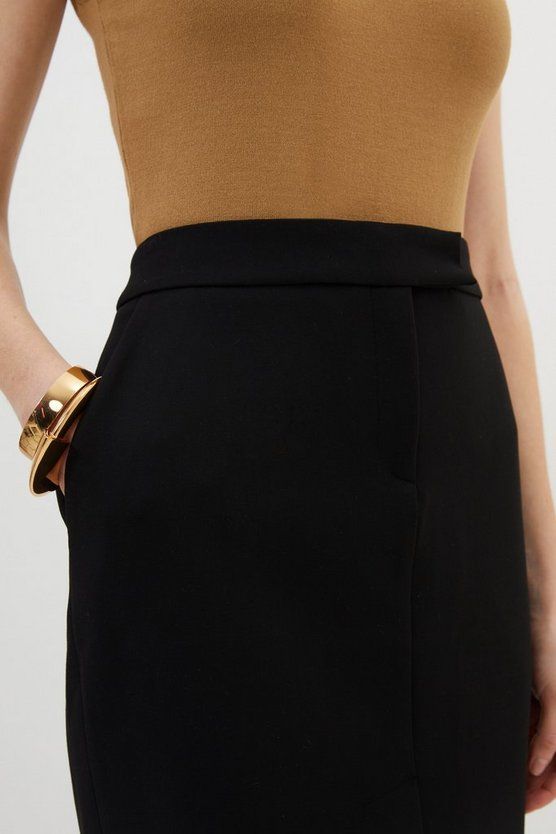 Compact Stretch Tailored Pencil Mini Skirt | Karen Millen UK + IE + DE + NL