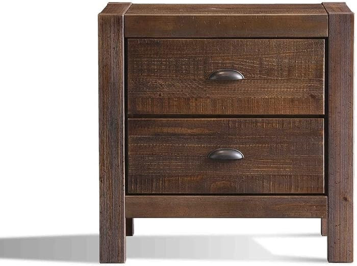Montauk 2-Drawer Bedside Nightstand, Solid Wood with Rustic Walnut Finish | Amazon (US)