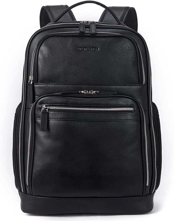 BOSTANTEN Leather Backpacks College 15.6” Laptop Travel Computer Shoulder Backpack For Men Blac... | Amazon (US)