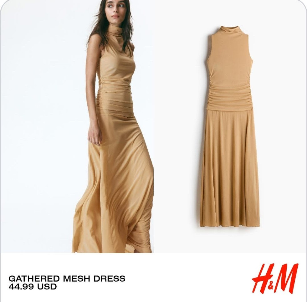 GATHERED MESH DRESS