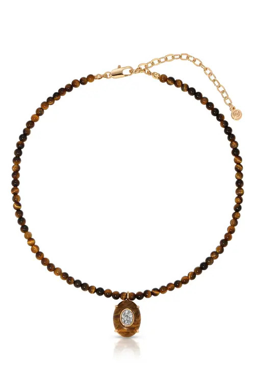Ettika Beaded Pendant Necklace in Tigers Eye at Nordstrom | Nordstrom