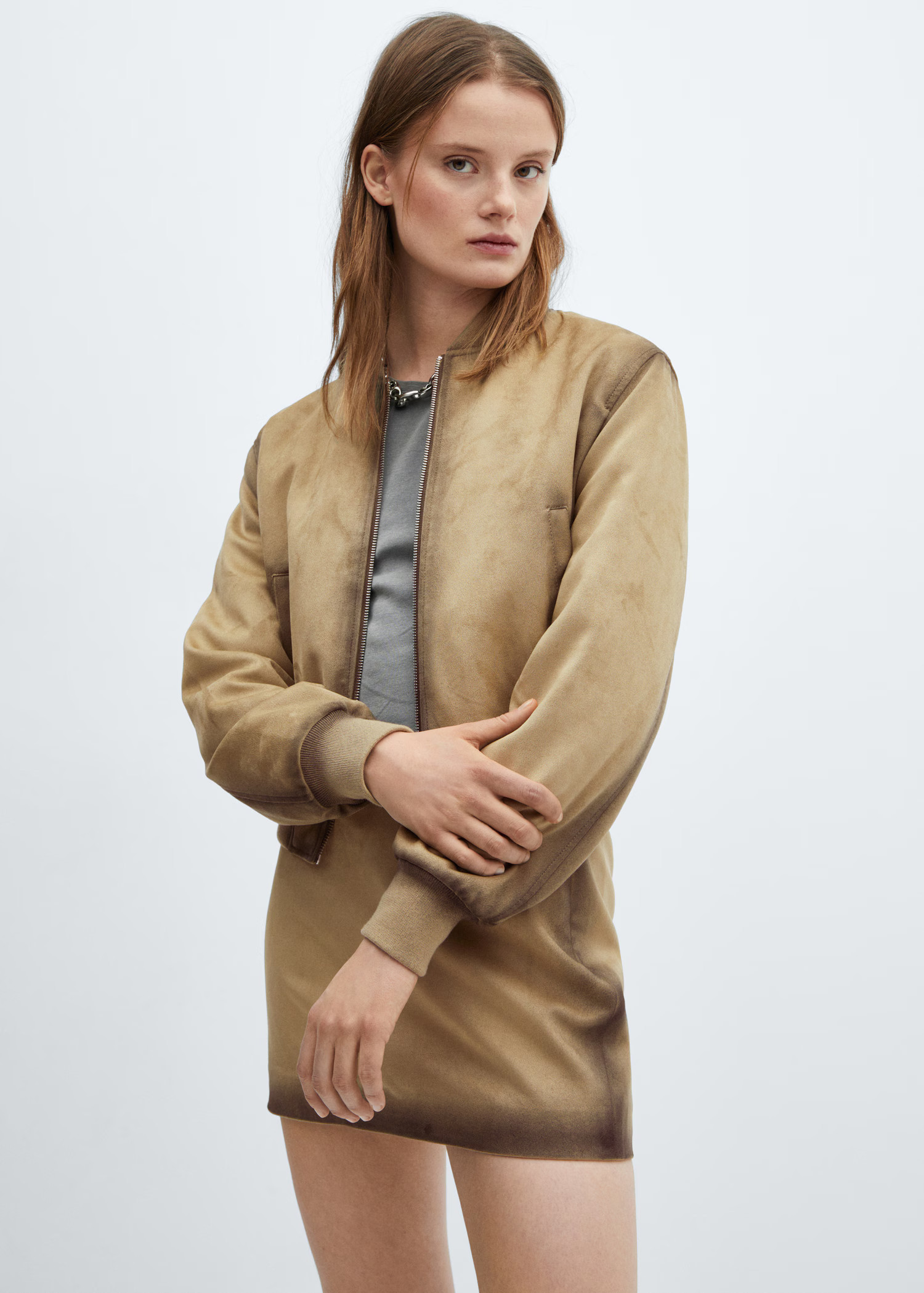 Worn leather-effect bomber jacket - Women | MANGO USA | Mango (US/MX/AU)