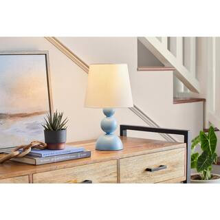 Hampton Bay Sweetoak 14 in. 1-Light Blue Resin Table Lamp with Fabric Drum Shade C7123-blue - The... | The Home Depot