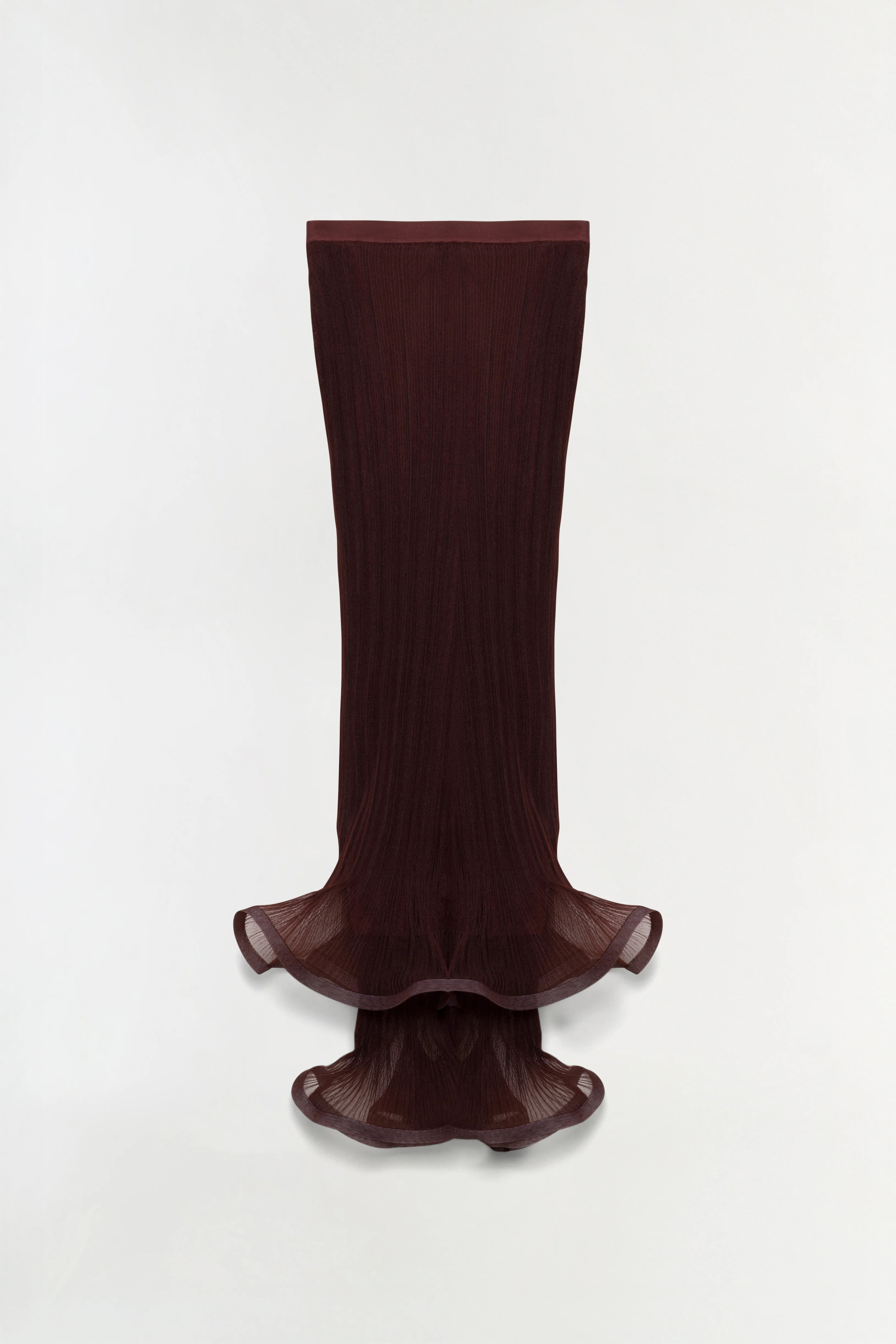 SIMKHAI Women's Kelso Sheer Plisse Skirt in Mahogany, Size Medium | Simkhai