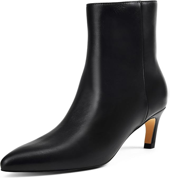 GENSHUO Women's Pointed Toe Ankle Boots 2.36 Inch Low Kitten Heel Booties with Side Zipper, Fall ... | Amazon (US)