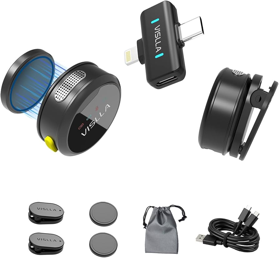 Vislla Mini Microphone for iPhone, iPad & Android,12H Battery, Noise Reduction Wireless Lavalier ... | Amazon (US)