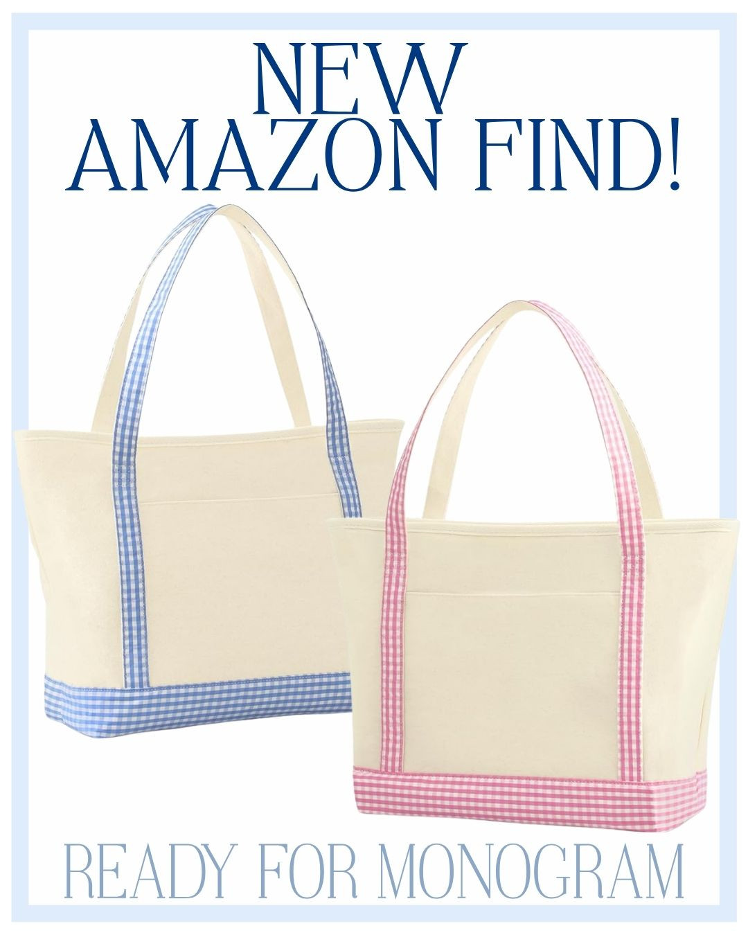New Amazon find! Ready for monograming and personalization! 

gift ideas, holiday gift guide, christmas gifts, seasonal shopping, holiday trends, boat and tote, gingham tote, blue, pink, bag 

 #LTKGiftGuide #LTKFindsUnder50 #LTKItBag