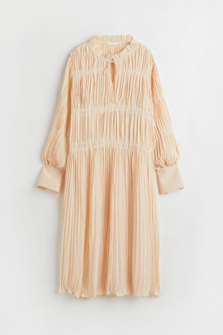 H & M - Pleated Dress - Beige | H&M (US + CA)