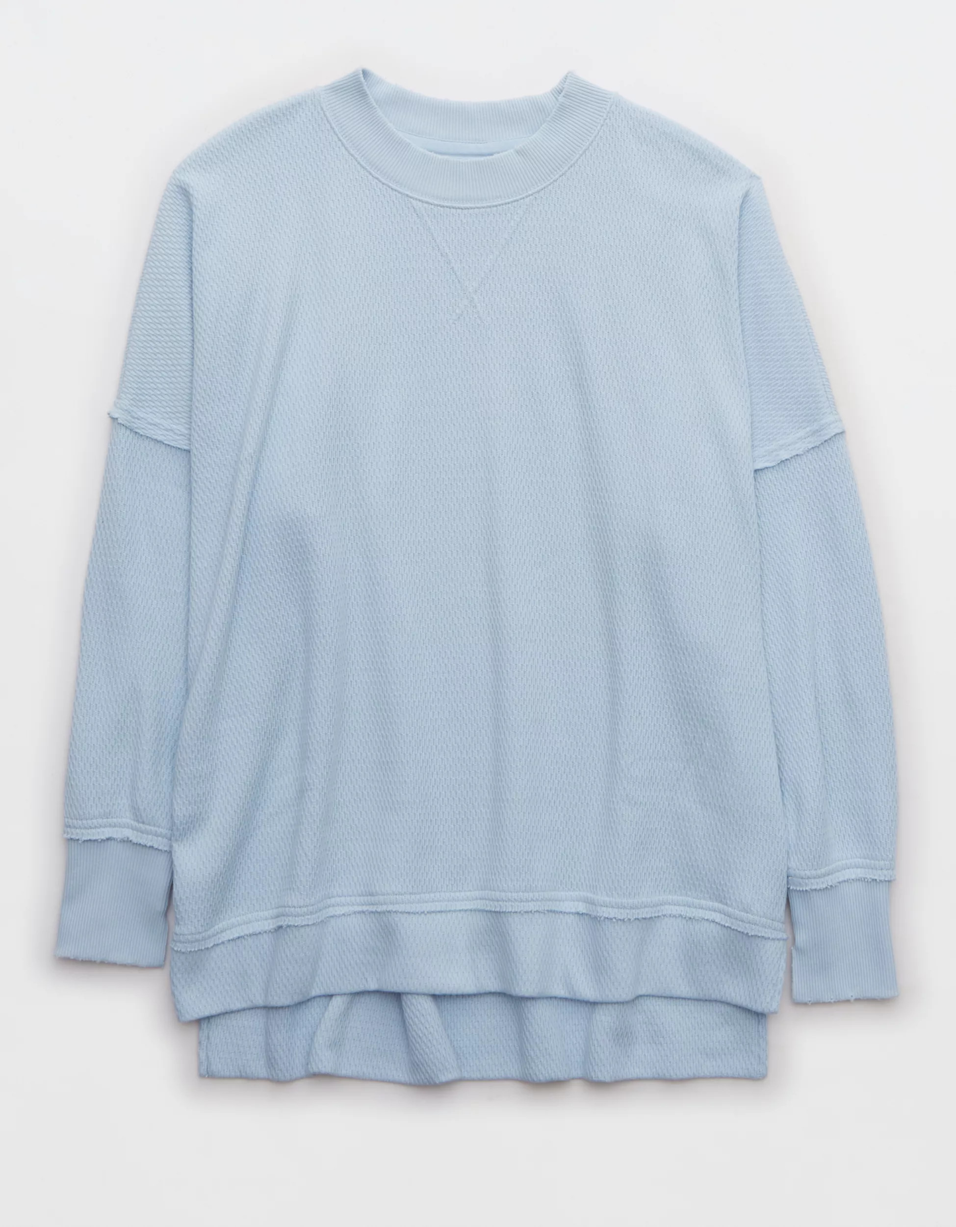 Aerie The Happiest Textured Oversized Crew Sweatshirt | Aerie