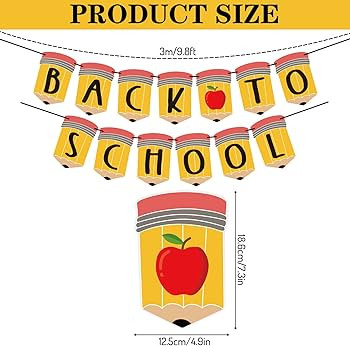 Back to School Paper Banner Pencil Apples Bunting Garland Hanging Decorations First Day of School... | Amazon (US)