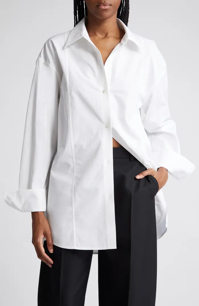 Bead Detail Cotton Button-Up Shirt | Nordstrom