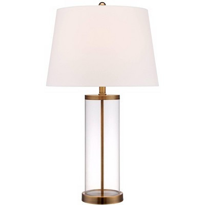 360 Lighting Coastal Table Lamp 26" High Glass Cylinder Gold Fillable White Drum Shade for Living Room Family Bedroom Bedside Nightstand | Target