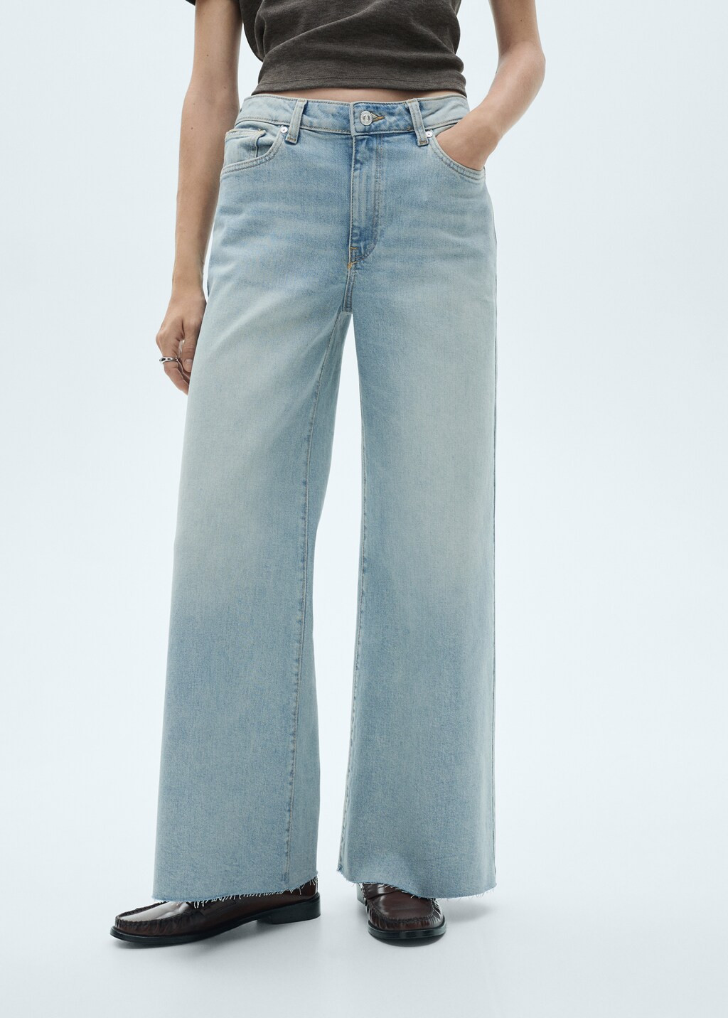 Mid waist culotte jeans | MANGO (UK)
