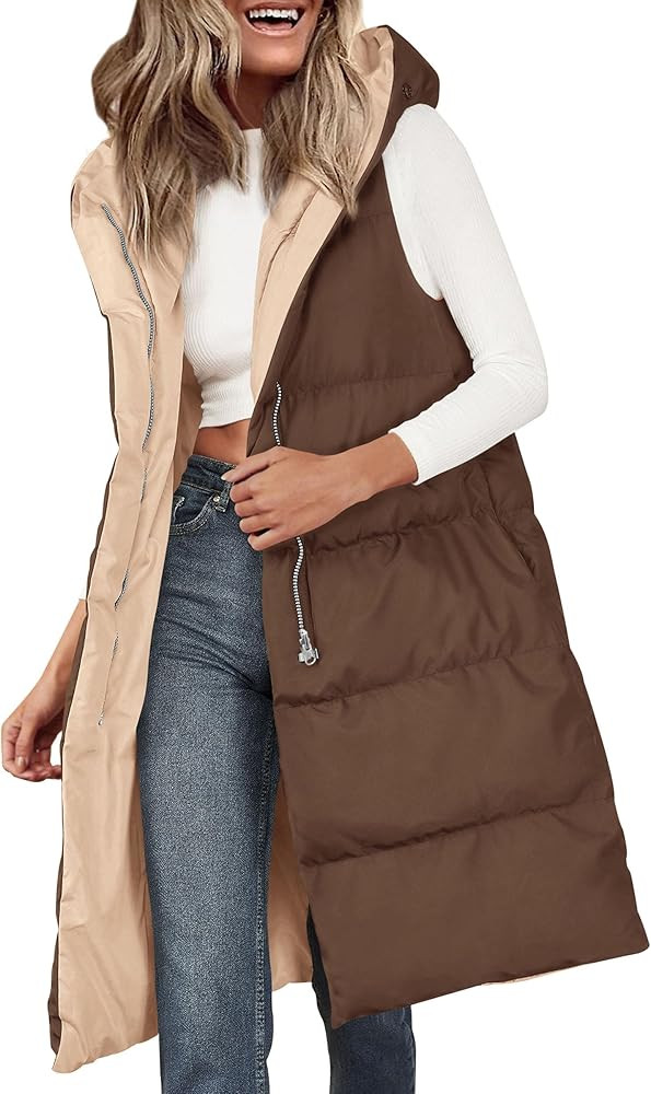 PRETTYGARDEN Womens Long Puffer Vest Fall Winter Trendy Zip Up Sleeveless Coat Down Jacket Quilte... | Amazon (US)