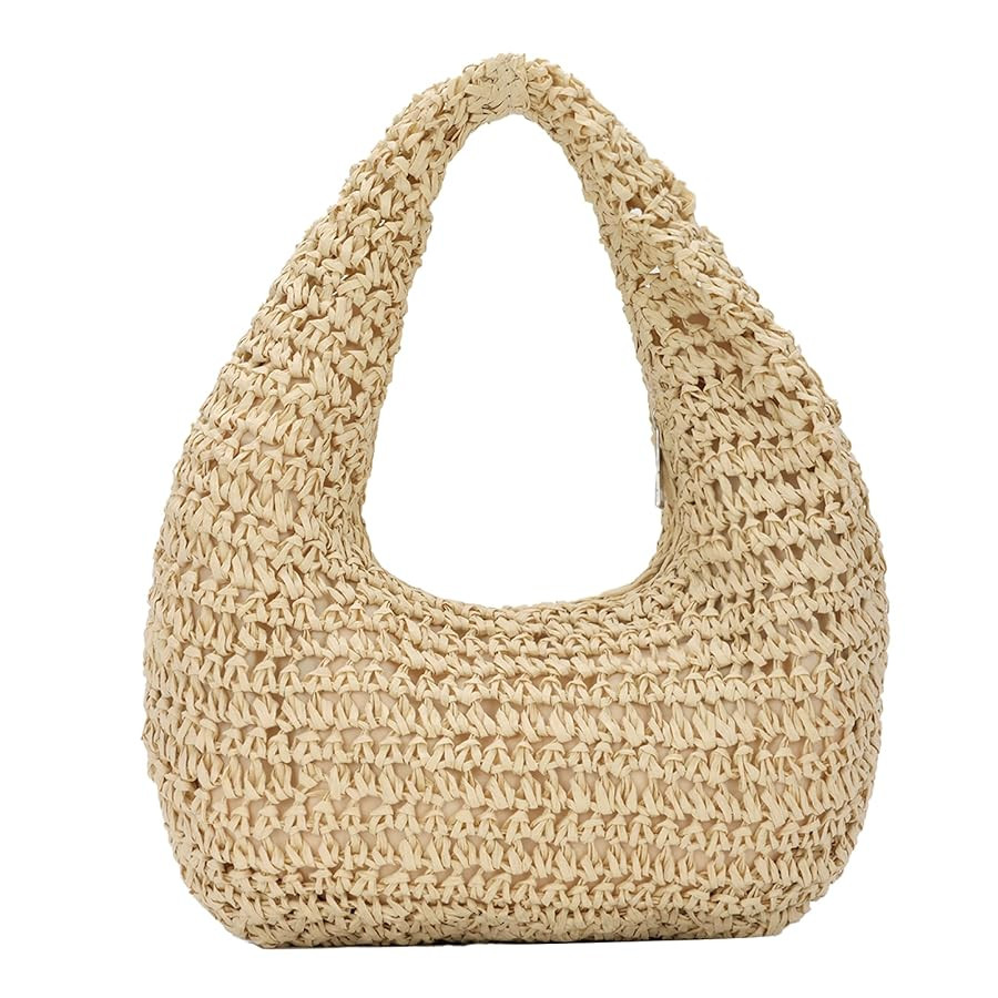 GOKTOW Crescent Straw Handbag for Women,Summer Raffia Beach Purse Tote Hobo Bag 2025 | Amazon (US)