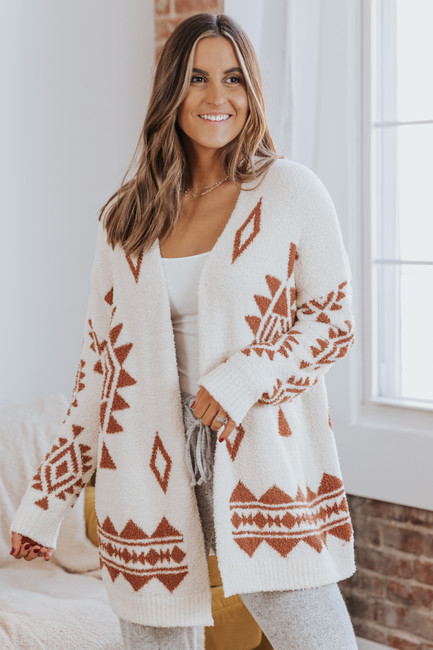 Ivory & Camel Printed CozyKnit Cardigan | Magnolia Boutique