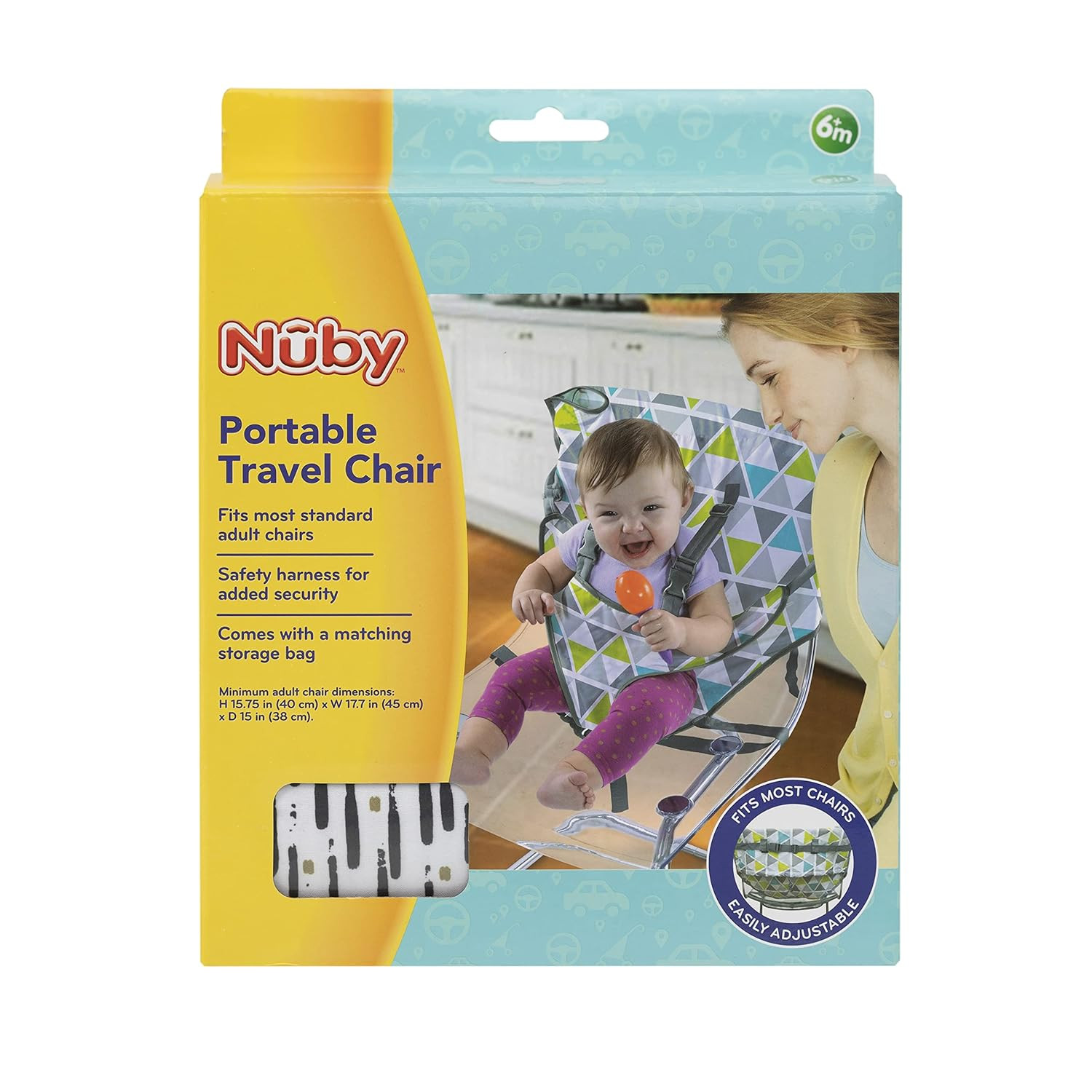 Nuby On The Go Toddler Portable Travel Chair with 5 Point Safety Adjustable Straps, Folds into a ... | Amazon (US)