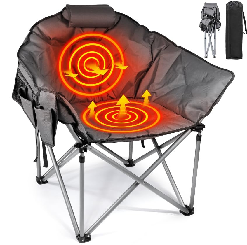 Suteck Heated Camping Chair, Oversized Heated Chairs Outdoor Sports W/3 Heat Levels for Back & Se... | Amazon (US)
