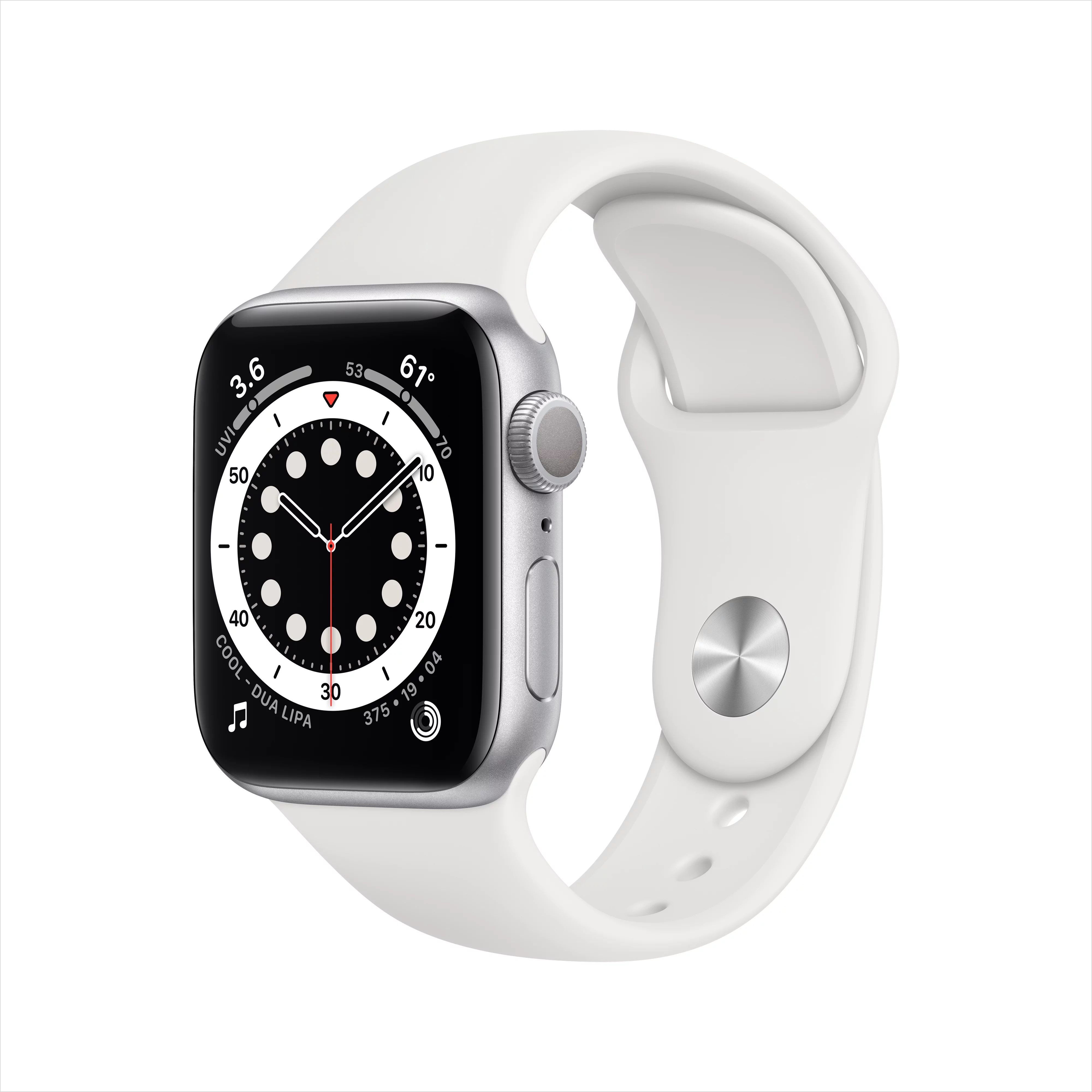 Apple Watch Series 6 GPS, 40mm Silver Aluminum Case with White Sport Band - Regular | Walmart (US)