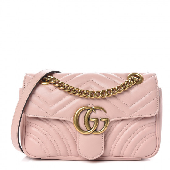GUCCI Calfskin Matelasse Mini GG Marmont Light Pink | Fashionphile