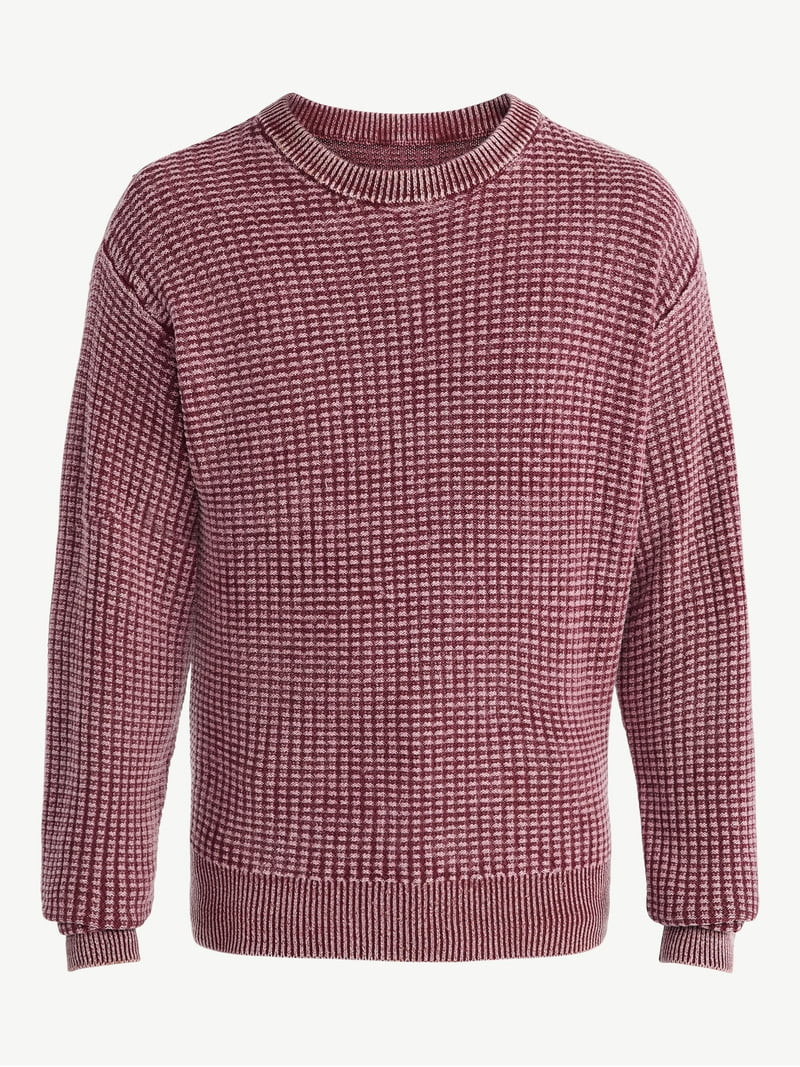 No Boundaries Men's & Big Men's Thermal Stitch Crewneck Sweater, Midweight, Sizes XS-3XL | Walmart (US)