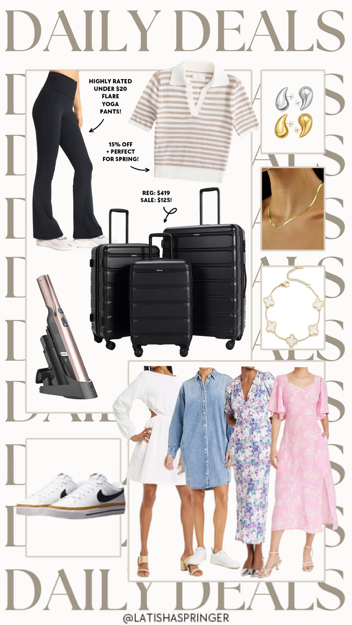 Daily deals! Walmart yoga pants, 70% off a 3-piece luggage set, Target dresses on sale and more! 

#dailydeals

Target deals. Target dresses. Target spring dress. Shark cordless vacuum on sale. Walmart yoga pants. Amazon deals. Nike sneakers on sale  

#LTKstyletip #LTKSeasonal #LTKsalealert