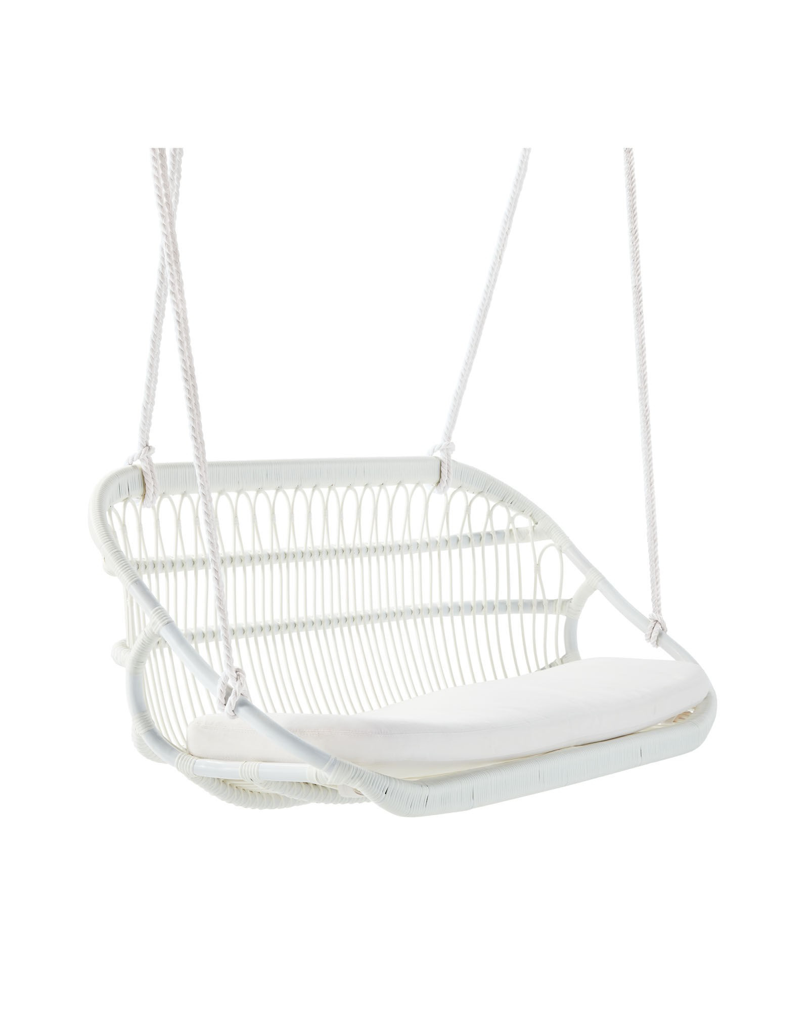 Outdoor Hanging Bench Cushion - White Sunbrella® Canvas | Serena and Lily