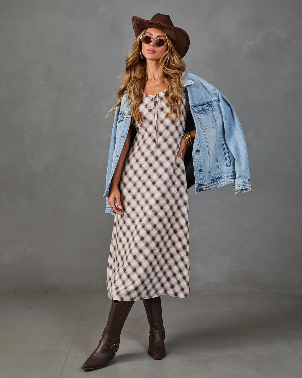 Estate Check Plaid Maxi Dress | VICI