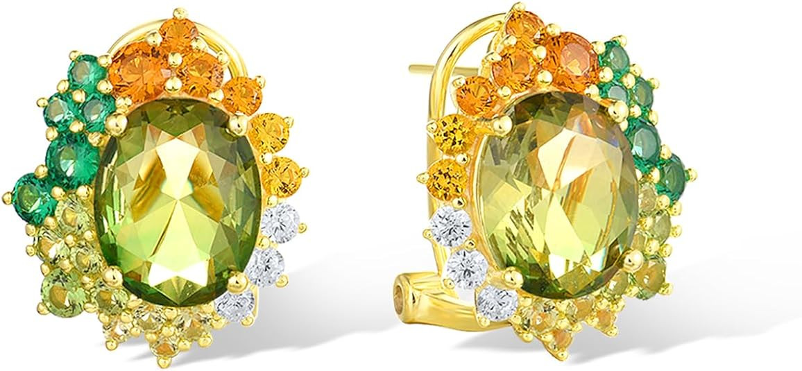 Santuzza Sterling Silver Gemstone Flower Earrings for Women | Amazon (US)