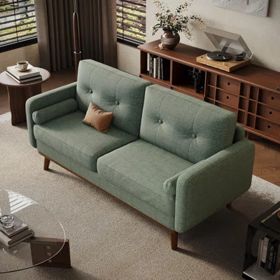 64" Loveseat Sofa, Mid Century Modern Couch Comfy Love Seat Couches For Living Room, 2 Seater Deep Seat Couch Linen Upholstered Couch | Wayfair North America