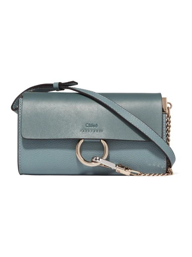 Chloé - Faye Mini Smooth And Textured-leather Shoulder Bag - Blue | NET-A-PORTER (UK & EU)