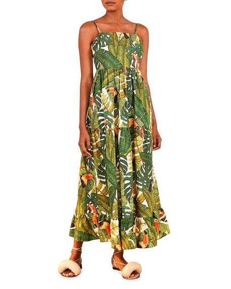 Farm Rio Paradise Forest Maxi Tiered Dress | Neiman Marcus