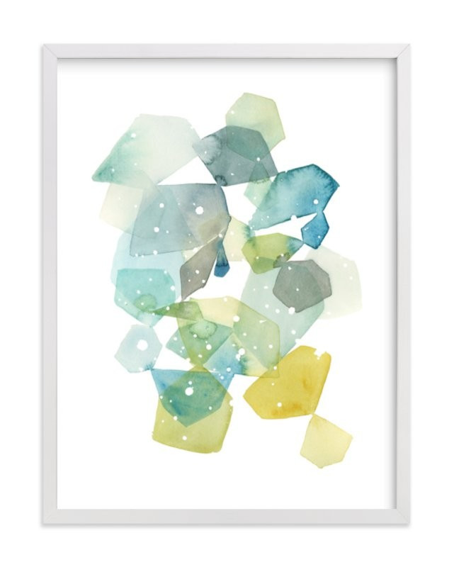 "Hexagon with Dots in Blue" - Painting Limited Edition Art Print by Yao Cheng. | Minted