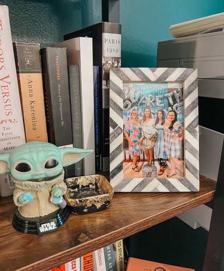 Some details of my office home decor. Cute and cozy home library vibes, with a pretty new frame and one of my favorite Baby Yoda figurines!

#LTKU #LTKhome #LTKstyletip