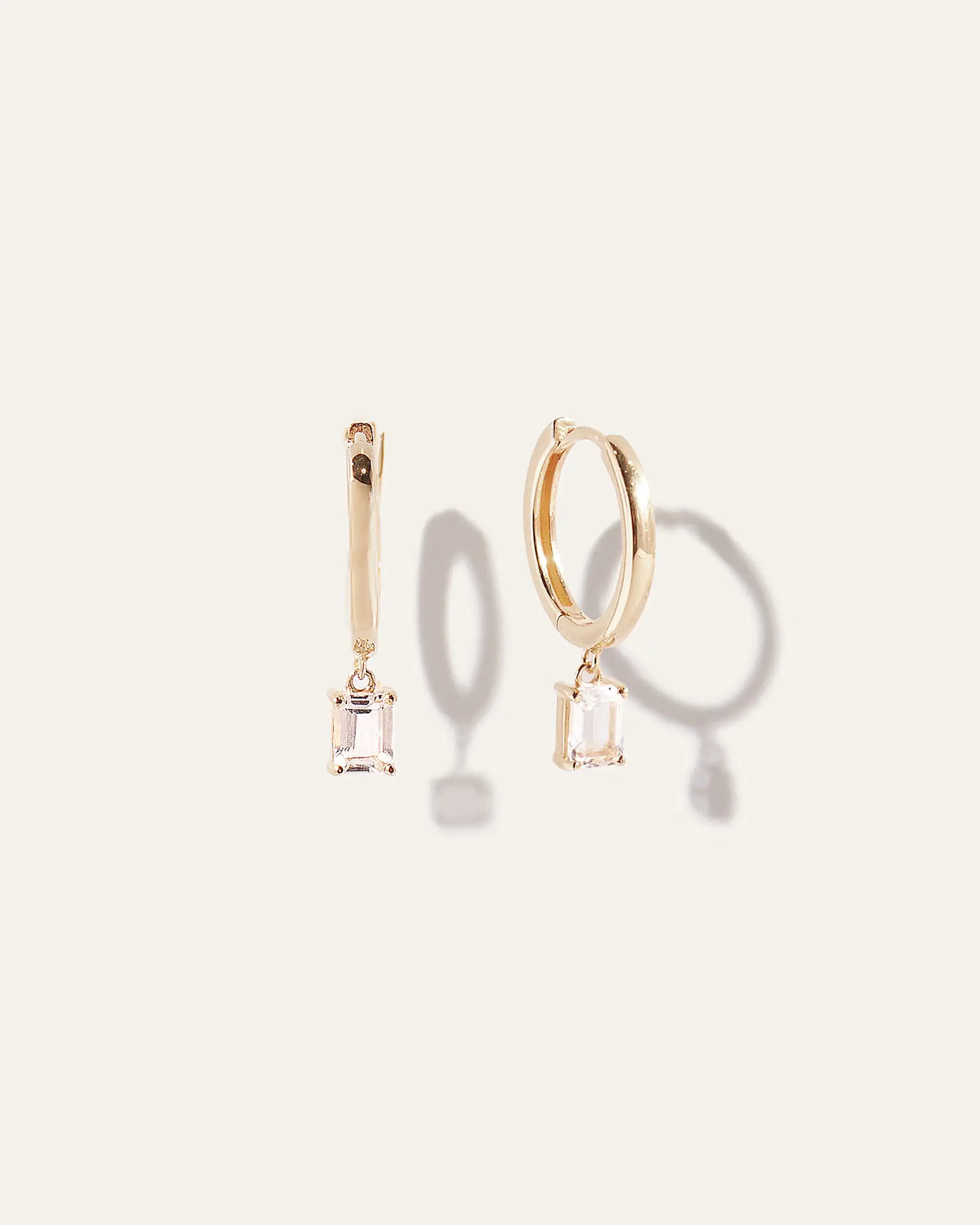 Emerald Cut Topaz Dangle Hoops | Quince