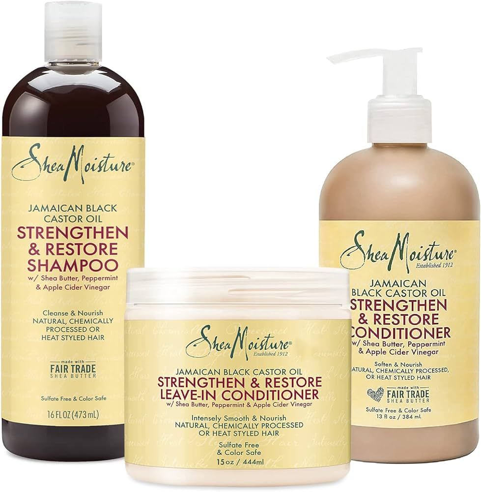 Shea Moisture Curly Hair Product Bundle Shampoo 16 Fl Oz, Conditioner 13 Fl Oz, Leave in Conditio... | Amazon (US)