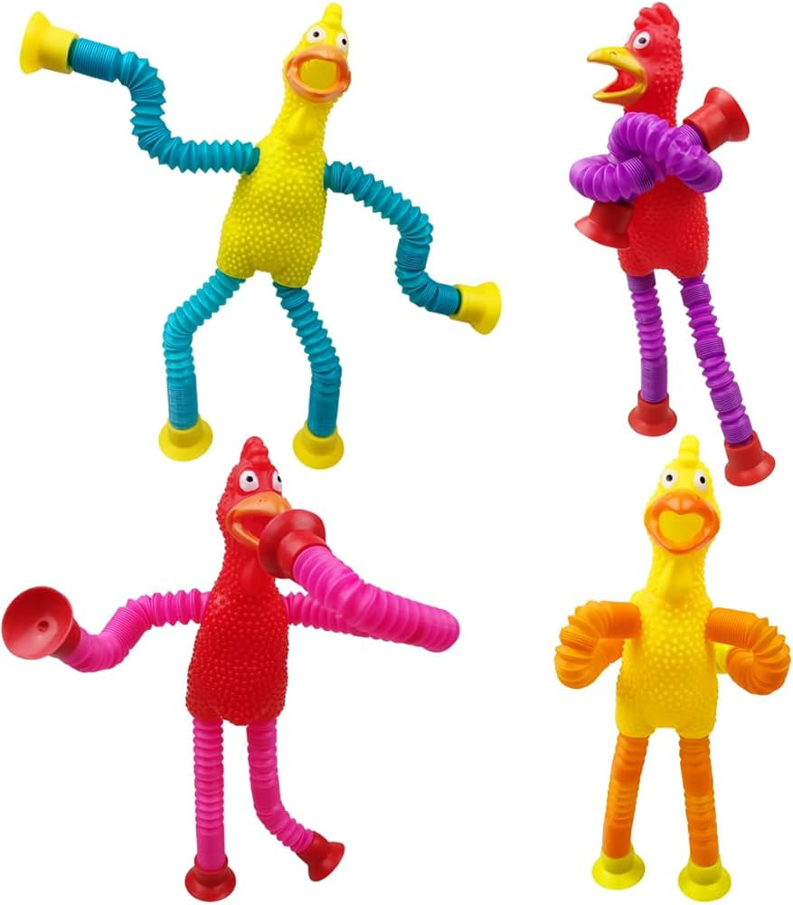 Anditoy 4 Pack Screaming Easter Chick Suction Cup Pop Tubes Toys Sensory Toys for Kids Boys Girls... | Amazon (US)