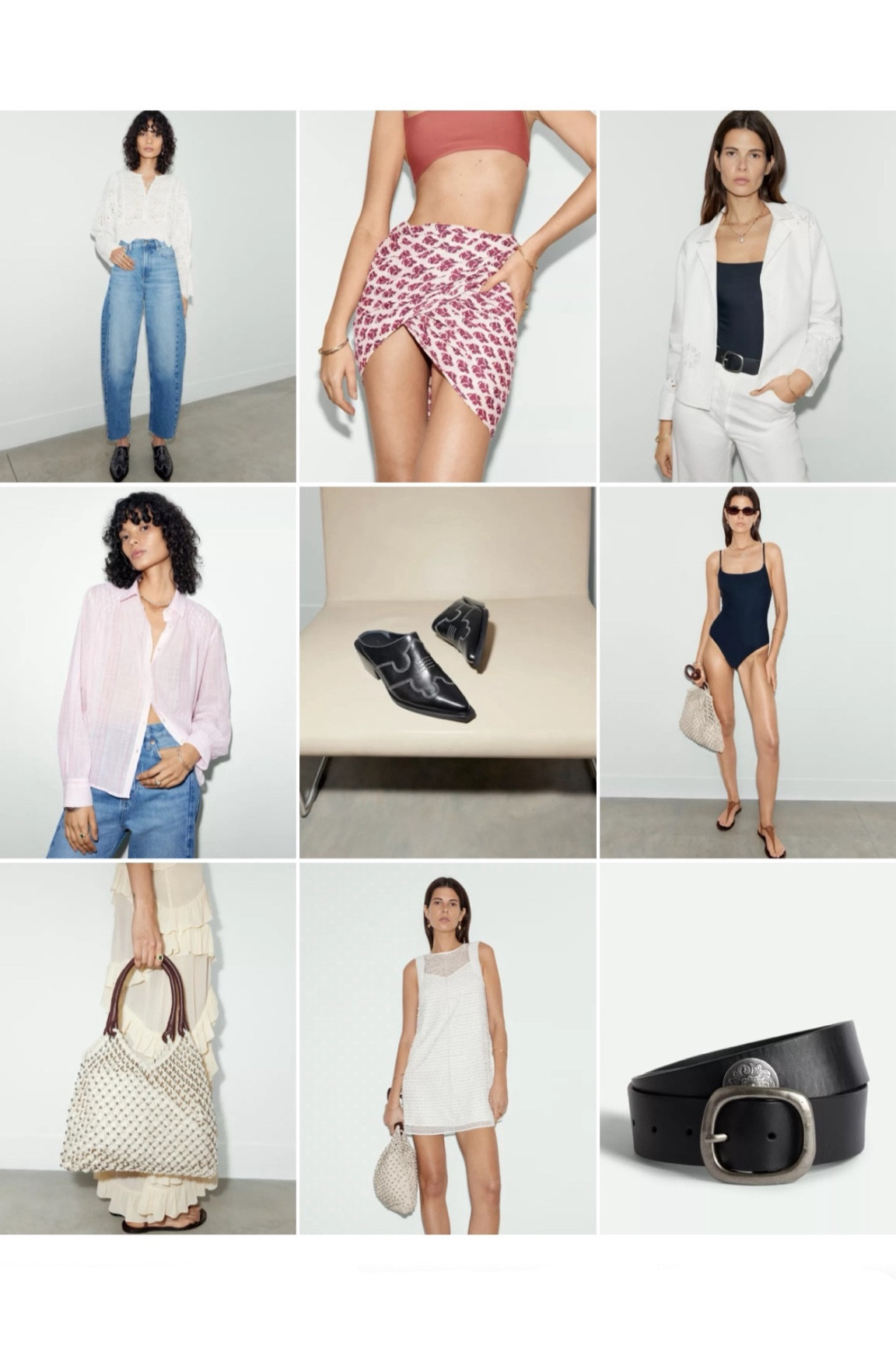 M&S x Sienna Miller TOP NINE | Marks and Spencer’s, barrel jeans, sarong, black swimsuit, studded belt, white shirt, beaded dress, white dress, beaded bag, summer bag, pink shirt, cotton shirt, western mules, cowboy boots 

#LTKstyletip #LTKuk #LTKsummer