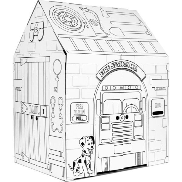 Color & Paint Cardboard Playhouse - Police & Fire Station | Maisonette